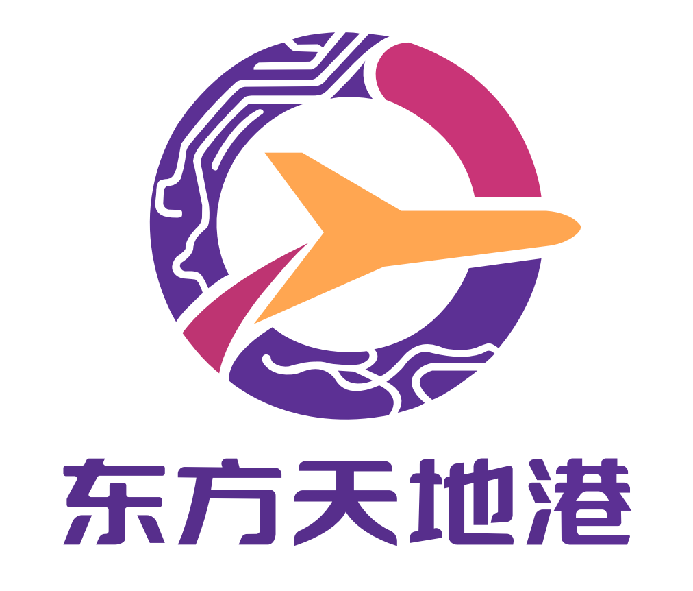 东方天地港品牌标识设计 — 融合航空与数字科技的圆形 Logo